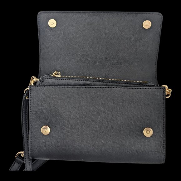 Michael Kors Chain-Link Saffiano Leather Crossbody Bag / Clutch in Black - Picture 3 of 7